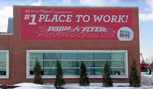 Banner on building